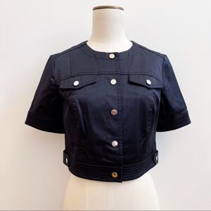 Carlisle Black Cotton Cropped Structured Jacket 2